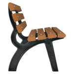Recycled Plastic Benches with Back, 48" x 23" x 28", Tan Seat/Back, Black Base