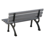 Recycled Plastic Benches with Back, 48" x 23" x 28", Gray Seat/Back, Gray Base