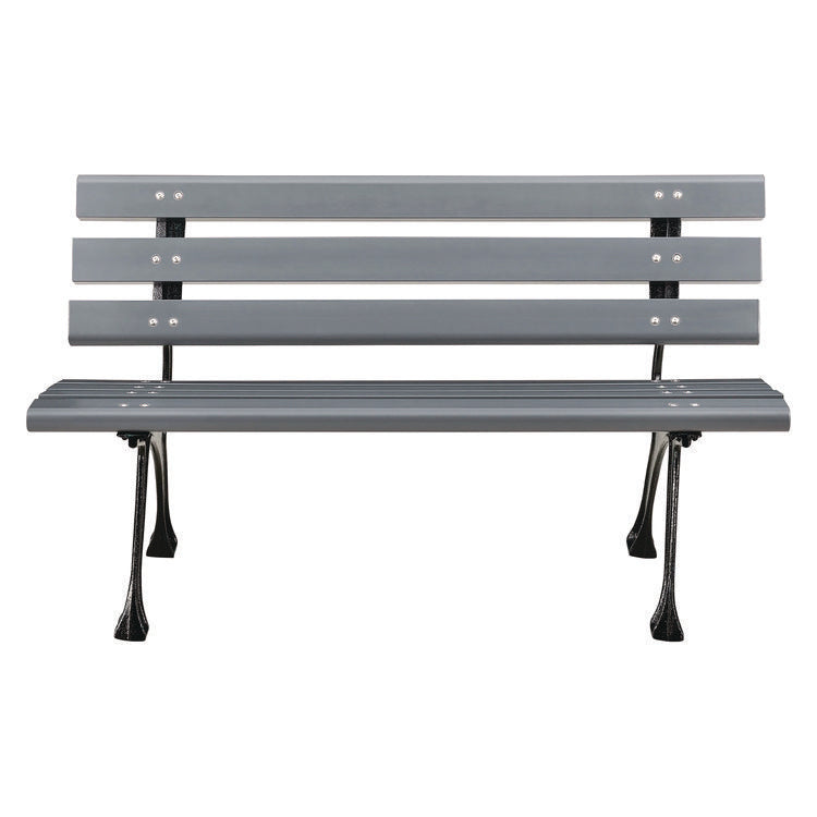 Recycled Plastic Benches with Back, 48" x 23" x 28", Gray Seat/Back, Gray Base