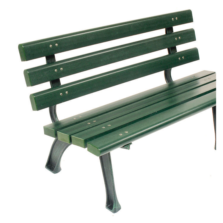 Recycled Plastic Benches with Back, 48" x 23" x 28", Green Seat/Back, Green Base
