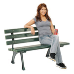 Recycled Plastic Benches with Back, 48" x 23" x 28", Green Seat/Back, Green Base
