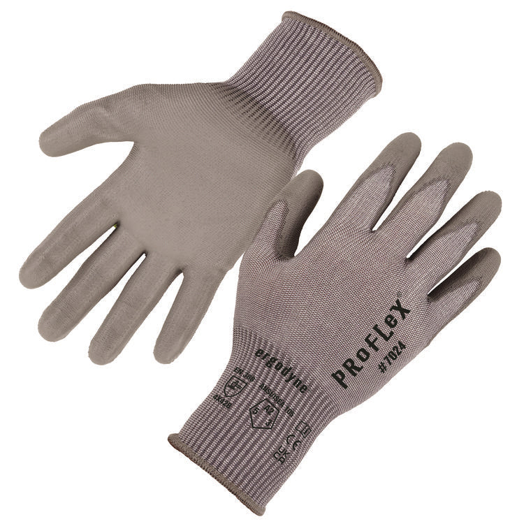 ProFlex 7024 ANSI A2 PU Coated CR Gloves, EN388: 4X42B, 7" Long, X-Small, Gray, Pair