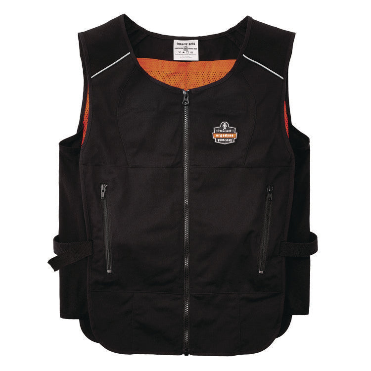 Chill-Its 6260 Lightweight Phase Change Cooling Vest with Packs, Cotton/Poly, 2X-Large/3X-Large, Black