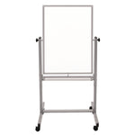 Mobile Magnetic Whiteboard, 24" x 36", White Surface, Satin Aluminum Frame