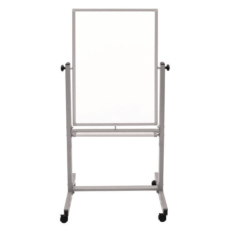 Mobile Magnetic Whiteboard, 24" x 36", White Surface, Satin Aluminum Frame