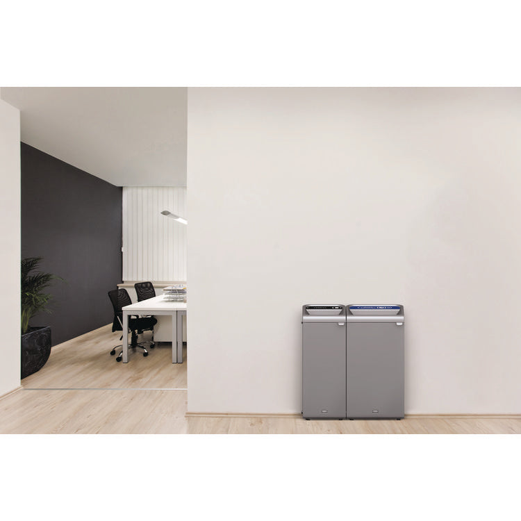 Configure Indoor Recycling Waste Receptacle, Mixed Recycling, 23 gal, Metal, Gray