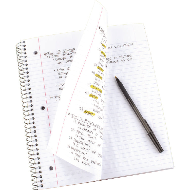Wirebound Notebook, 1-Subject, Medium/College Rule, Red Cover, (100) 11 x 8.5 Sheets