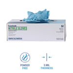 Disposable Examination Nitrile Gloves, Powder-Free, Medium, 5 mil Thick, 9.5" Long, Blue, 100/Box, 10 Boxes/Carton