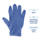 380 Series Disposable General-Purpose Nitrile Gloves, Powder-Free, Small, 4 mil Thick, 9.5" Long, Blue, 100/Box, 10 Boxes/CT