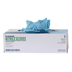 Disposable Examination Nitrile Gloves, Powder-Free, Small, 5 mil Thick, 9.5" Long, Blue, 100/Box, 10 Boxes/Carton