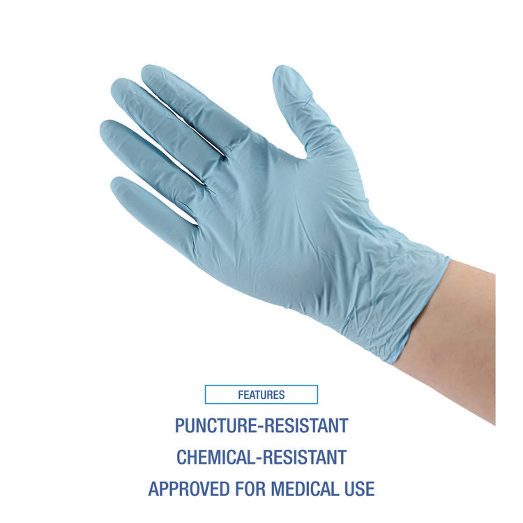 Disposable Examination Nitrile Gloves, Powder-Free, X-Large, 5 mil Thick, 9.5" Long, Blue, 100/Box