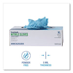 Disposable Examination Nitrile Gloves, Powder-Free, X-Large, 5 mil Thick, 9.5" Long, Blue, 100/Box, 10 Boxes/Carton