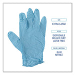 Disposable Examination Nitrile Gloves, Powder-Free, X-Large, 5 mil Thick, 9.5" Long, Blue, 100/Box, 10 Boxes/Carton
