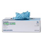 Disposable Examination Nitrile Gloves, Powder-Free, X-Large, 5 mil Thick, 9.5" Long, Blue, 100/Box, 10 Boxes/Carton