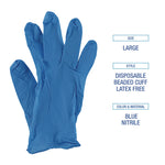 395 Series Disposable General-Purpose Nitrile Gloves, Powder-Free, Large, 5 mil Thick, 9.5" Long, Blue, 100/Box, 10 Boxes/CT
