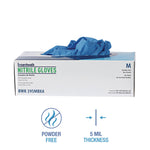 395 Series Disposable General-Purpose Nitrile Gloves, Powder-Free, Medium, 5 mil Thick, 9.5" Long, Blue, 100/Box, 10 Boxes/CT