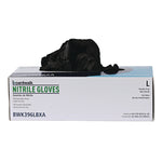 396 Series Disposable General-Purpose Nitrile Gloves, Powder-Free, Large, 4.4 mil Thick, 9.5" Long, Black, 100/Box
