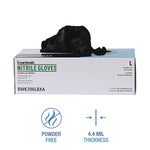 396 Series Disposable General-Purpose Nitrile Gloves, Powder-Free, Large, 4.4 mil Thick, 9.5" Long, Black, 100/BX, 10 BX/CT