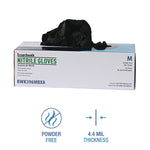 396 Series Disposable General-Purpose Nitrile Gloves, Powder-Free, Medium, 4.4 mil Thick, 9.5" Long, Black, 100/Box