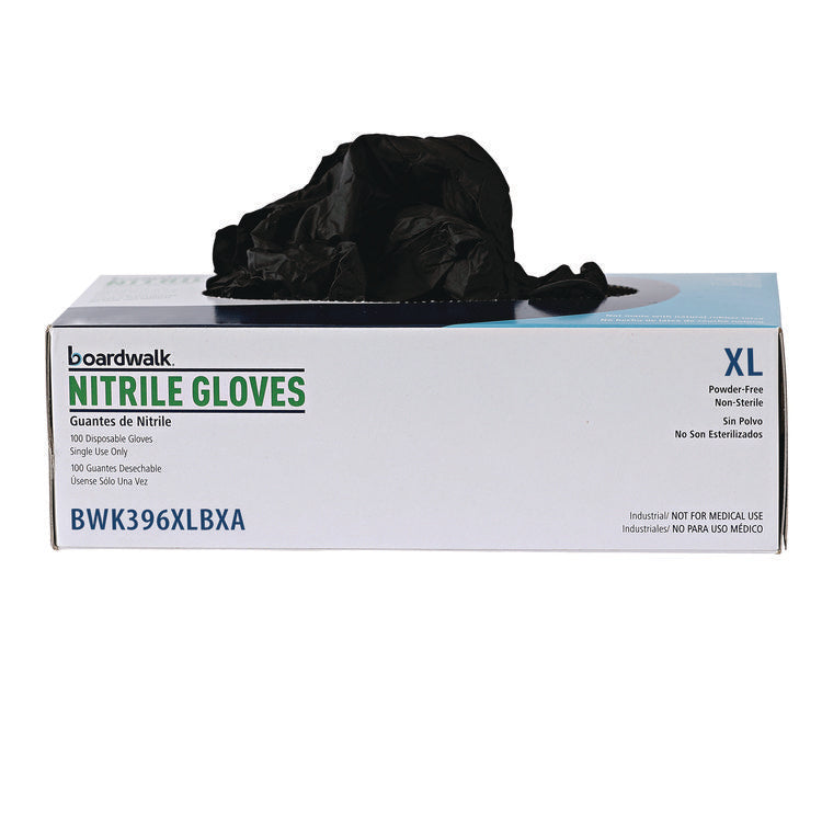 396 Series Disposable General-Purpose Nitrile Gloves, Powder-Free, X-Large, 4.4 mil Thick, 9.5" Long, Black, 100/Box