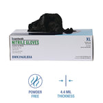 396 Series Disposable General-Purpose Nitrile Gloves, Powder-Free, X-Large, 4.4 mil Thick, 9.5" Long, Black, 100/BX, 10 BX/CT