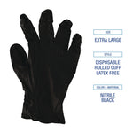 396 Series Disposable General-Purpose Nitrile Gloves, Powder-Free, X-Large, 4.4 mil Thick, 9.5" Long, Black, 100/BX, 10 BX/CT