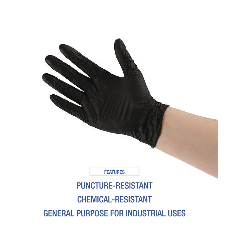 396 Series Disposable General-Purpose Nitrile Gloves, Powder-Free, X-Large, 4.4 mil Thick, 9.5" Long, Black, 100/BX, 10 BX/CT