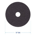 Stripping Floor Pads, 15" Diameter, Black, 5/carton