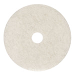 Natural Burnishing Floor Pads, 19" Diameter, White, 5/carton