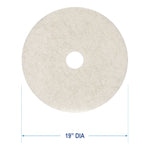 Natural Burnishing Floor Pads, 19" Diameter, White, 5/carton