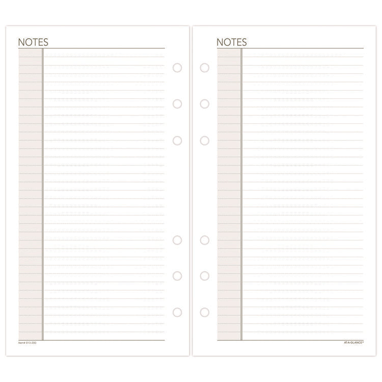 Lined Notes Pages for Planners/Organizers, 6.75 x 3.75, White Sheets, Undated, 30 Sheets