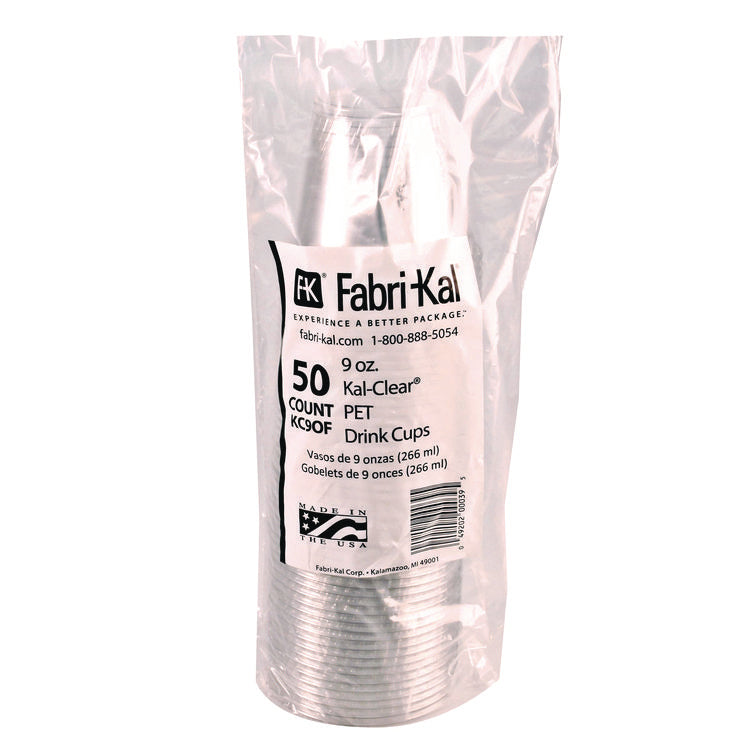 Kal-Clear PET Cold Drink Cups, Old Fashioned Glass, 9 oz, Plastic, Clear, 50/Sleeve, 20 Sleeves/Carton