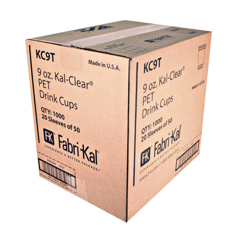 Kal-Clear True PET Cold Drink Cups, 9 oz, Plastic, Clear, 50/Bag, 20 Bags/Carton