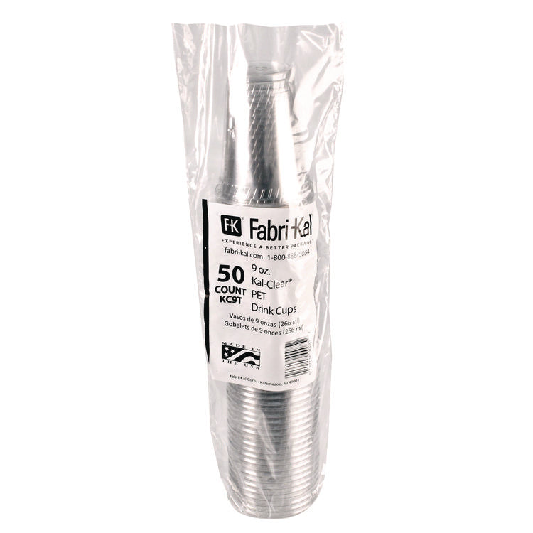 Kal-Clear True PET Cold Drink Cups, 9 oz, Plastic, Clear, 50/Bag, 20 Bags/Carton