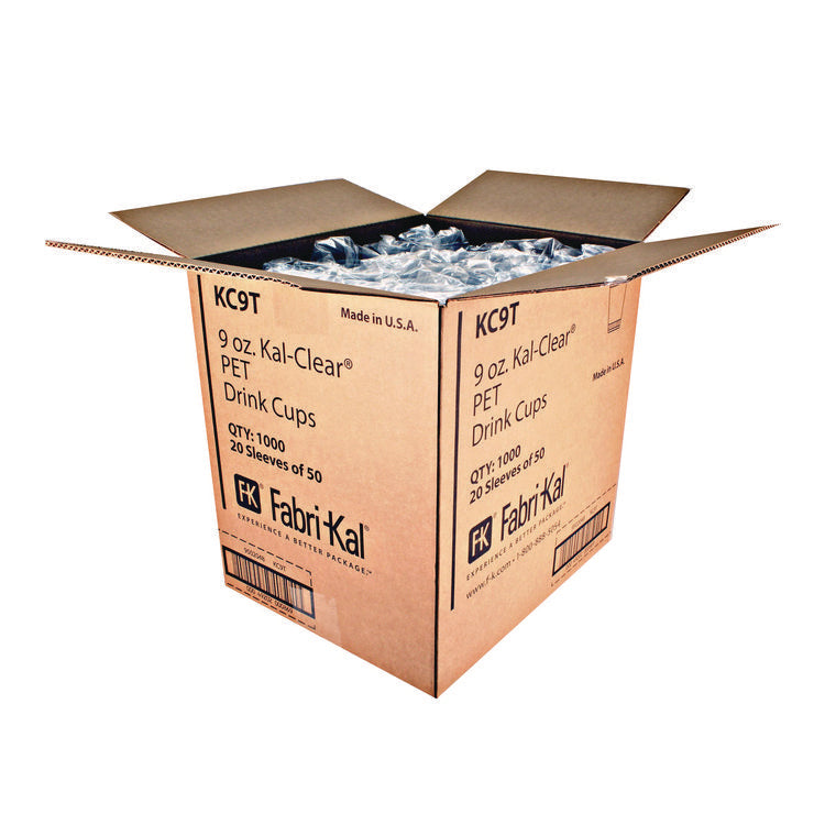 Kal-Clear True PET Cold Drink Cups, 9 oz, Plastic, Clear, 50/Bag, 20 Bags/Carton