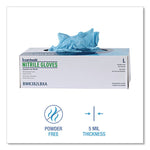 Disposable Examination Nitrile Gloves, Powder-Free, Large, 5 mil Thick, 9.5" Long, Blue, 100/Box, 10 Boxes/Carton