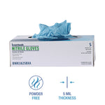 Disposable Examination Nitrile Gloves, Powder-Free, Small, 5 mil Thick, 9.5" Long, Blue, 100/Box, 10 Boxes/Carton
