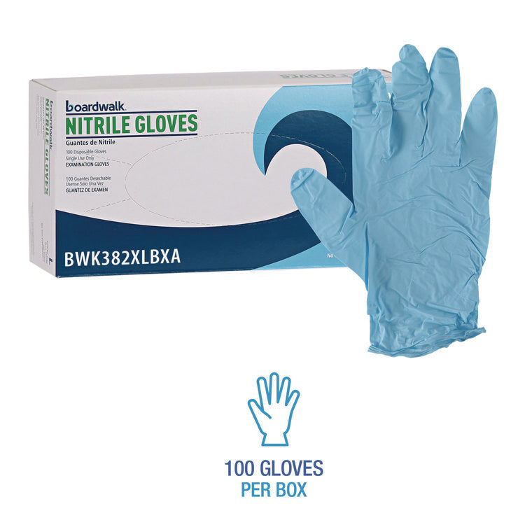 Disposable Examination Nitrile Gloves, Powder-Free, X-Large, 5 mil Thick, 9.5" Long, Blue, 100/Box