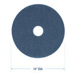 Scrubbing Floor Pads, 14" Diameter, Blue, 5/carton