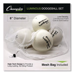 Rhino Skin Luminous Dodgeball Set, 6.3" Diameter, Luminous White/Blue, 6/Set