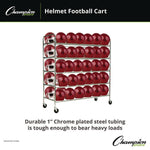 60 Helmet Football Cart, Five Shelves, Metal, 176 lb Capacity, 24" x 61" x 65", Chrome