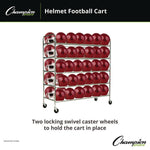 60 Helmet Football Cart, Five Shelves, Metal, 176 lb Capacity, 24" x 61" x 65", Chrome