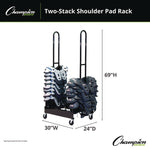 Mobile Two-Stack Shoulder Pad Rack, Metal, 176 lb Capacity, 24" x 30" x 69", Black