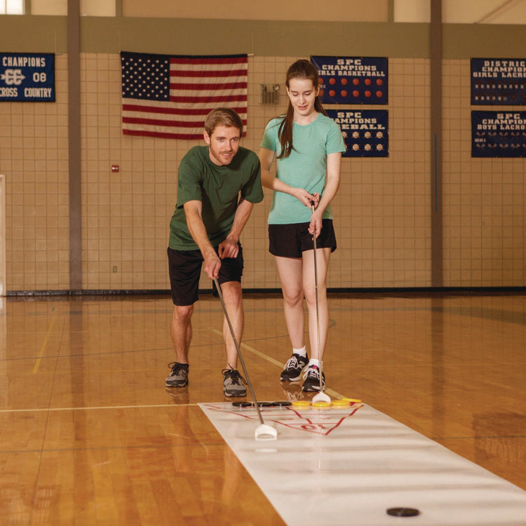 Blacktop Shuffleboard Set, (2) Two-Piece 51" Cues/(8) Discs/Sidewalk Chalk
