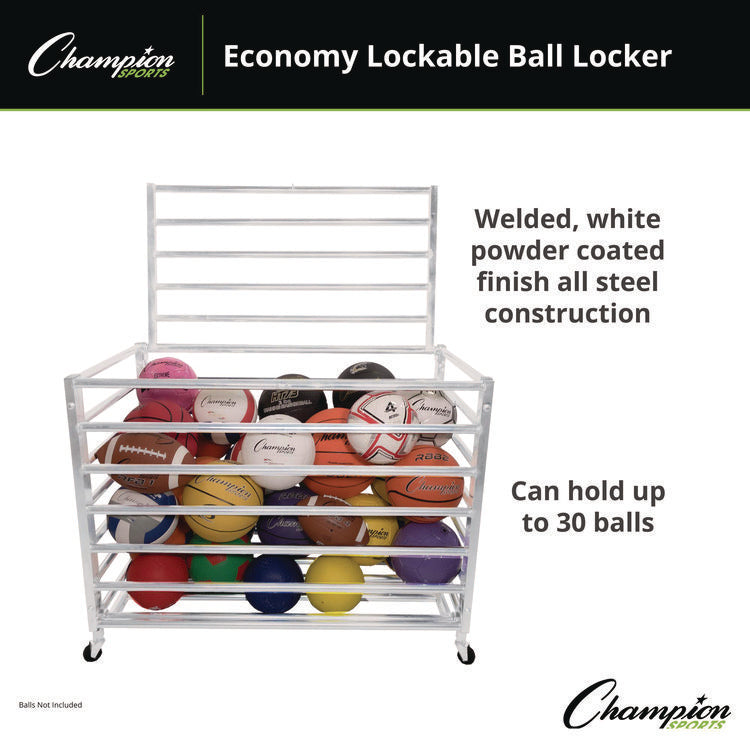Economy Locking Ball Carrier, Metal, 264 lb Capacity, 23" x 45" x 32", White