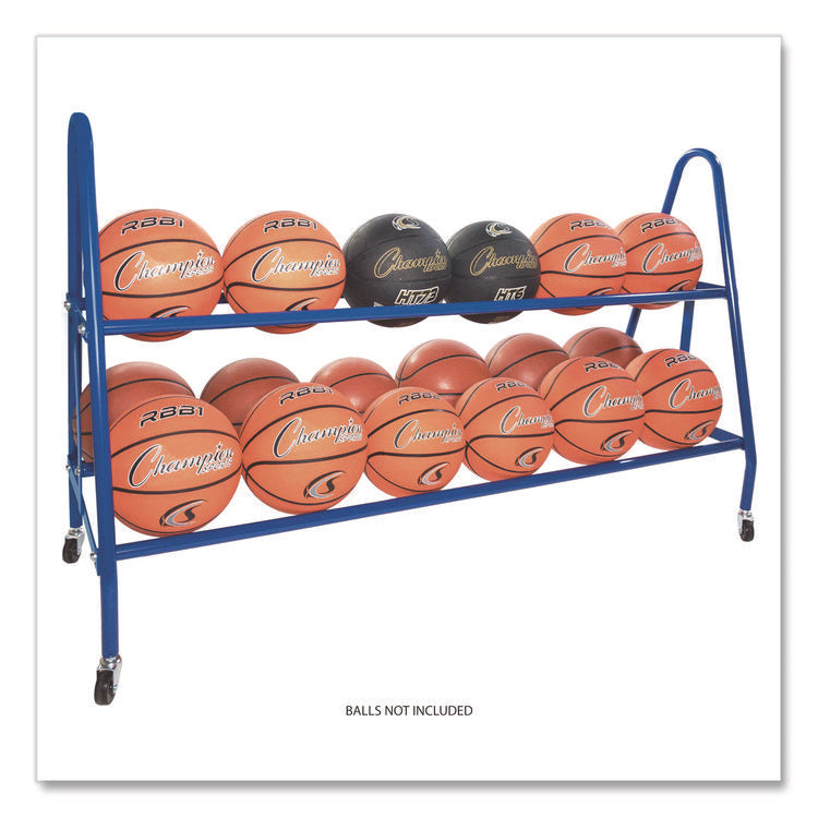 Heavy-Duty Deluxe Ball Cart, Metal, 132 lb Capacity, 17.5 x 59 x 35.75, Blue