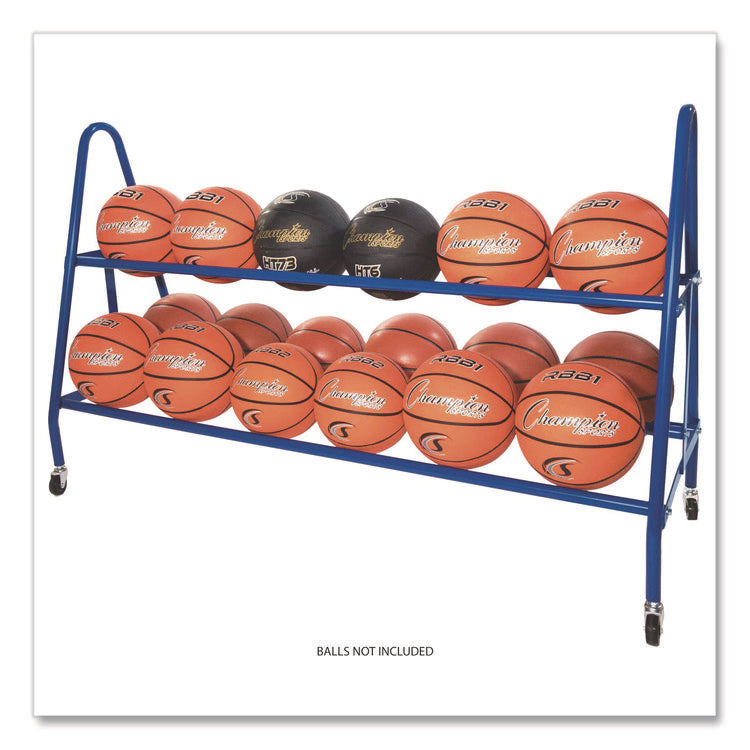 Heavy-Duty Deluxe Ball Cart, Metal, 132 lb Capacity, 17.5 x 59 x 35.75, Blue