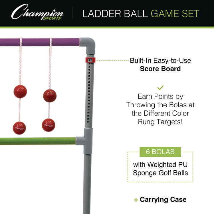 Pro Ladder Golf Game Set, (2) 22" x 37.5" Ladders/Six Bolas/Carry Bag