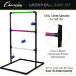 Ladder Ball Game Set, (2) 22" x 37.5" Ladders/(6) Bolas/Carry Bag