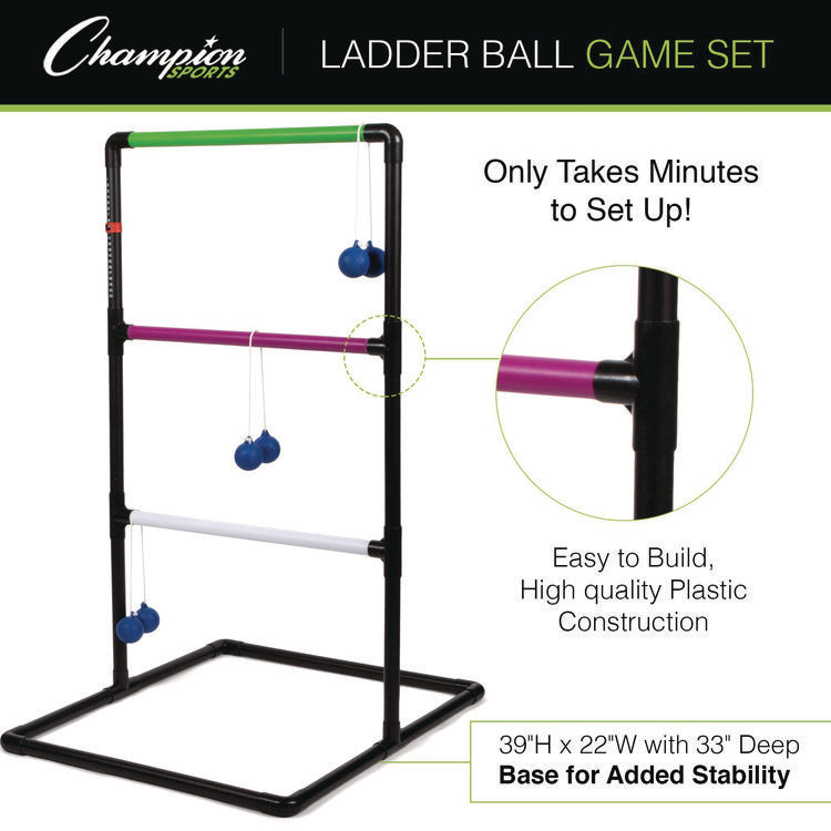 Ladder Ball Game Set, (2) 22" x 37.5" Ladders/(6) Bolas/Carry Bag